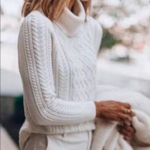 Chunky cable neck turtleneck sweater